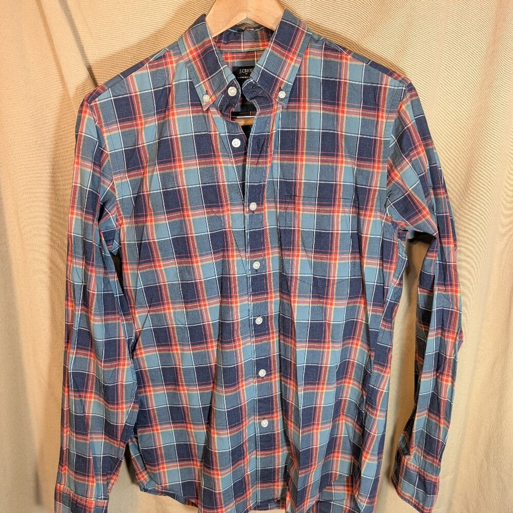 J Crew Heathered Cotton Button Shirt Plaid